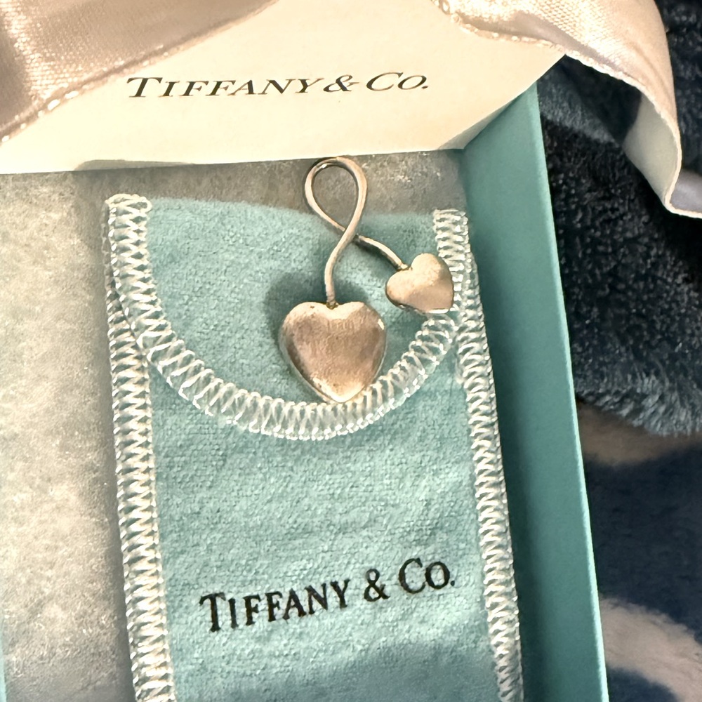 Vintage Tiffany Sterling Double Puffy Heart Open Slide Pendant ONLY 1 FOR SALE - Picture 6 of 14